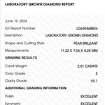 Load image into Gallery viewer, Certificat diamant Poire 2 Carats E VS1 IGI