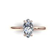 Solitaire bague diamant marquise et diamants ronds 1.57 carat or rose Chloé