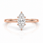 Solitaire diamant synthétique marquise Ely 1.00 carat or rose