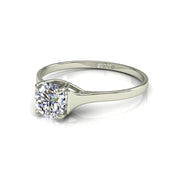 Solitaire diamant naturel rond 0.80 carat or blanc Carina