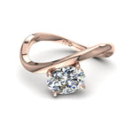 Charger l'image dans la visionneuse de la galerie, Bague Raffaella solitaire diamant ovale 0.50 carat or rose