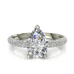 Load image into Gallery viewer, Bague Patrizia diamant poire et diamants ronds 3.50 carats or blanc