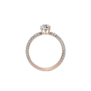 Solitaire diamant naturel poire et diamants naturels ronds Patrizia 1.00 carat or rose