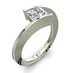 Charger l'image dans la visionneuse de la galerie, Bague solitaire 3.00 carats or blanc diamant princesse Francesca
