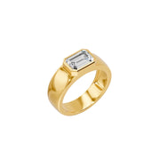 Bague Bellagio diamant synthétique Émeraude 2.50 carats or jaune 14 carats