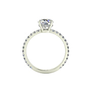 Solitaire Sofia bague diamant coussin et diamants ronds 1.25 carat or blanc