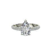 Bague de fiançailles 1.00 carat or blanc diamant naturel poire et diamants naturels ronds Patrizia