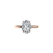 Solitaire bague diamant naturel ovale et diamants naturels ronds 0.50 carat or rose Romy