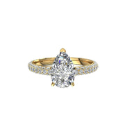 Bague de fiançailles diamant naturel poire et diamants naturels ronds 1.00 carat or jaune Patrizia