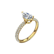 Bague solitaire 1.00 carat or jaune diamant naturel poire et diamants naturels ronds Patrizia
