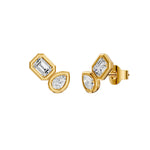 Load image into Gallery viewer, Boucles d'oreilles diamants Émeraudes et diamants poires 1.50 carat or jaune Rosella