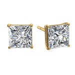 Load image into Gallery viewer, Boucles d'oreilles diamants naturels princesses 1.20 carat or jaune Eleonora