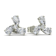 Boucles d'oreilles diamants synthétiques poires et diamants synthétiques ronds 0.64 carat or blanc Melissa