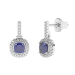 Charger l'image dans la visionneuse de la galerie, Boucles d'oreilles rubis coussins et diamants naturels ronds 1.35 carat or blanc 14 carats Mirabella