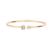 Bracelet diamant synthétique Émeraude et diamants synthétiques ronds 0.75 carat or rose 14 carats Fabiana