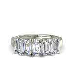 Charger l'image dans la visionneuse de la galerie, Demi-alliance 5 diamants Émeraudes 2.00 carat or blanc Virginie