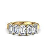 Charger l'image dans la visionneuse de la galerie, Demi-alliance 5 diamants Émeraudes 2.00 carat or jaune Virginie