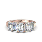 Charger l'image dans la visionneuse de la galerie, Demi-alliance 5 diamants Émeraudes 2.00 carat or rose Virginie