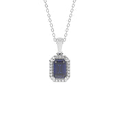 Pendentif saphir Émeraude et diamants naturels ronds 0.77 carat or blanc 14 carats Rita
