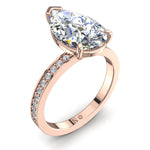 Charger l'image dans la visionneuse de la galerie, Bague Noémie solitaire diamant naturel poire et diamants naturels ronds 3.20 carats or rose