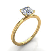 Solitaire diamant naturel rond 0.50 carat or jaune 14 carats Ely