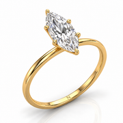 Bague de mariage diamant synthétique marquise 1.00 carat or jaune Ely
