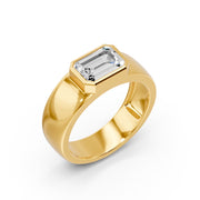Solitaire bague diamant Émeraude 2.50 carats or jaune Bellagio
