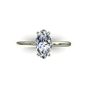 Solitaire Chloé bague diamant naturel marquise et diamants naturels ronds 1.27 carat or blanc