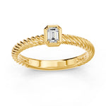 Charger l'image dans la visionneuse de la galerie, Bague de fiançailles 0.20 carat or jaune diamant naturel Émeraude Vittoria