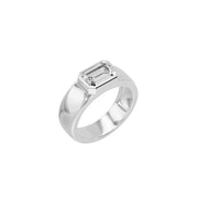 Solitaire diamant synthétique Émeraude Bellagio 2.50 carats or blanc 14 carats
