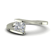 Bague Francesca solitaire diamant naturel princesse 1.00 carat or blanc