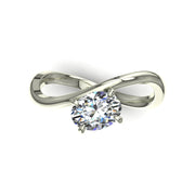Bague solitaire 1.00 carat or blanc diamant ovale Raffaella