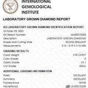 certificat diamant rond 0.50 carat E VS1 IGI