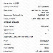 Diamant Taille Émeraude 1.00 Carat E VS1 IGI