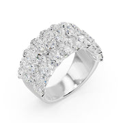 Bague 3 rangs diamants de synthèse poires et marquises Amalfi