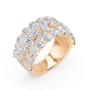 Bague 3 rangs diamants de synthèse poires et marquises Amalfi