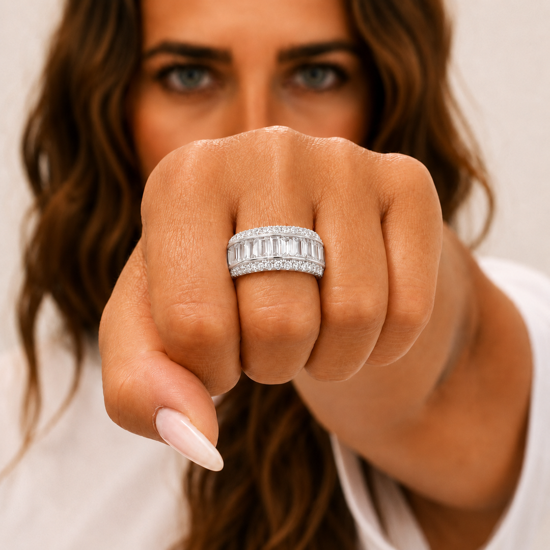 Bague diamants synthétiques baguettes et ronds 2.60 carats Venezia