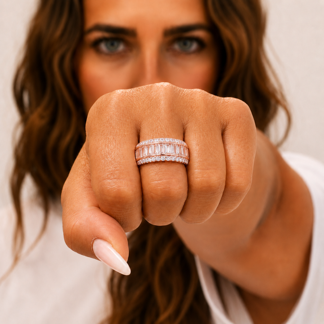 Bague diamants synthétiques baguettes et ronds 2.60 carats Venezia