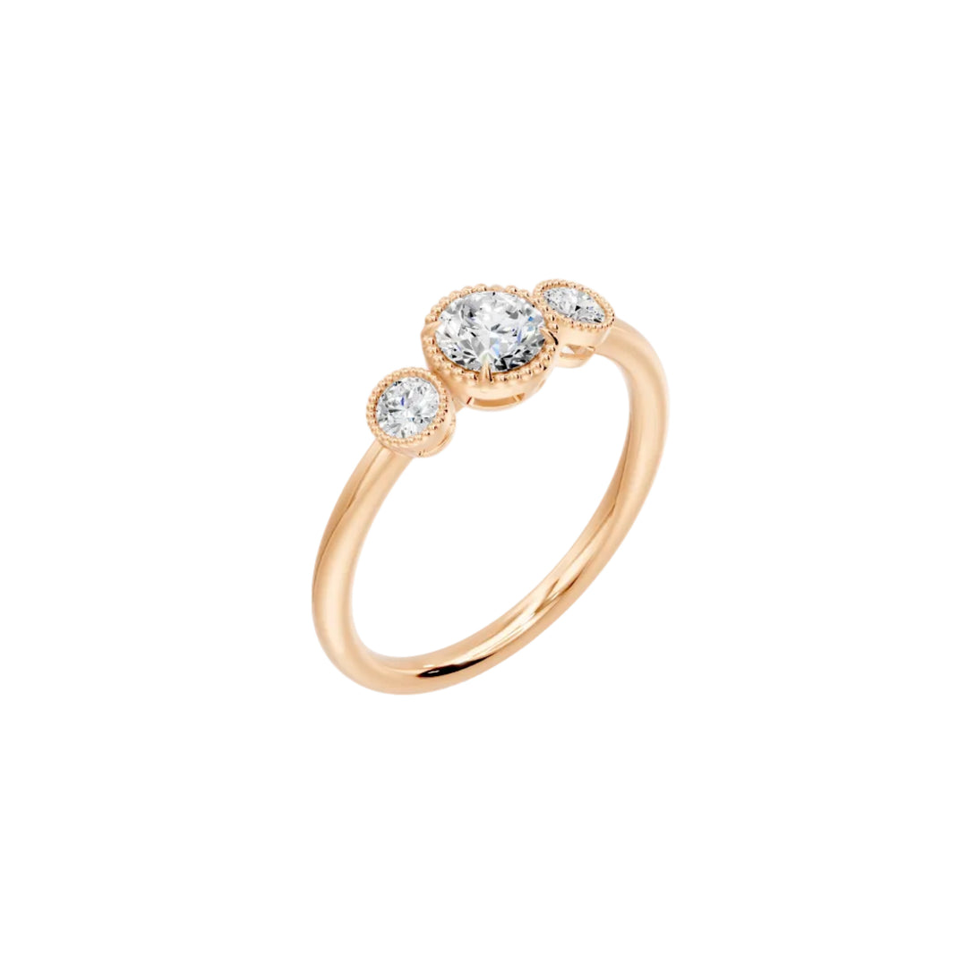 Bague de fiançailles diamant 0,50 Carat épaulé vintage or rose Melina