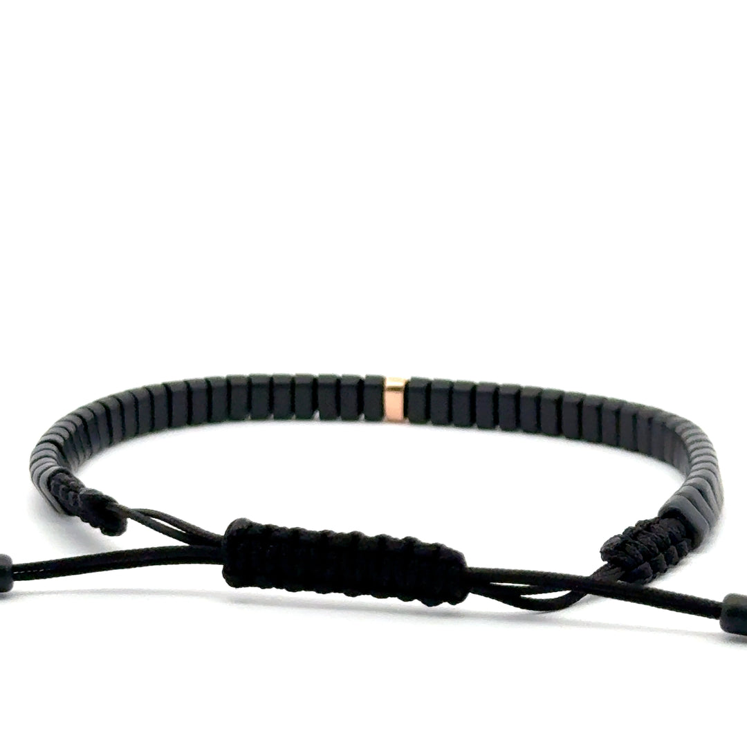 Bracelet Homme Céramique Noire, Or Rose 18K et Diamants noirs Riccardo