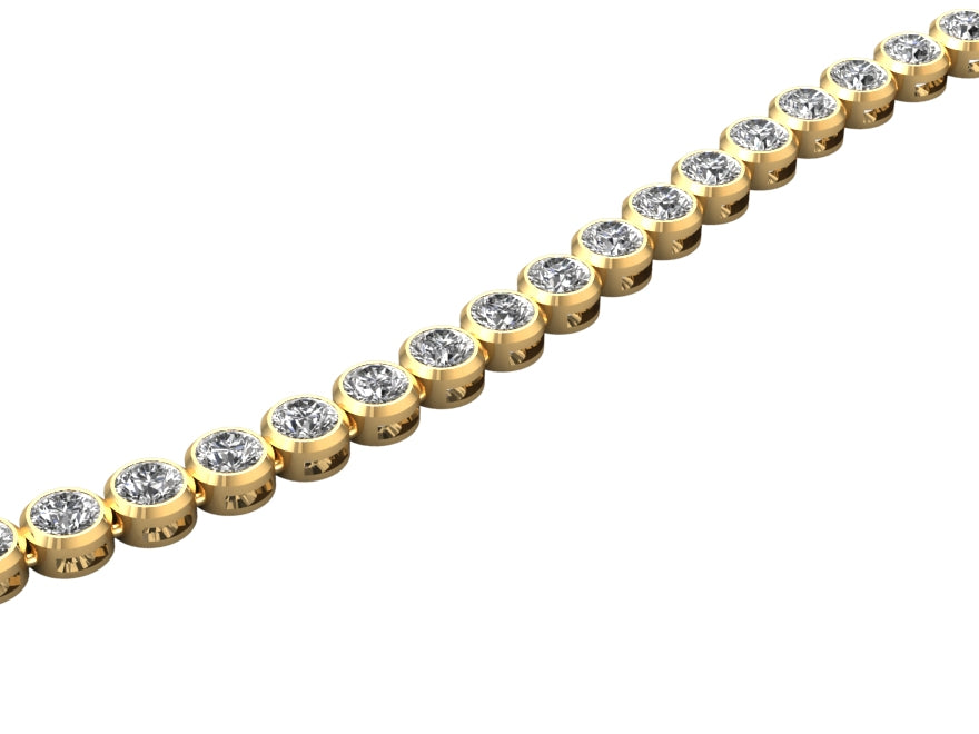 Bracelet Rivière 4,00 Carat serti clos Or Jaune