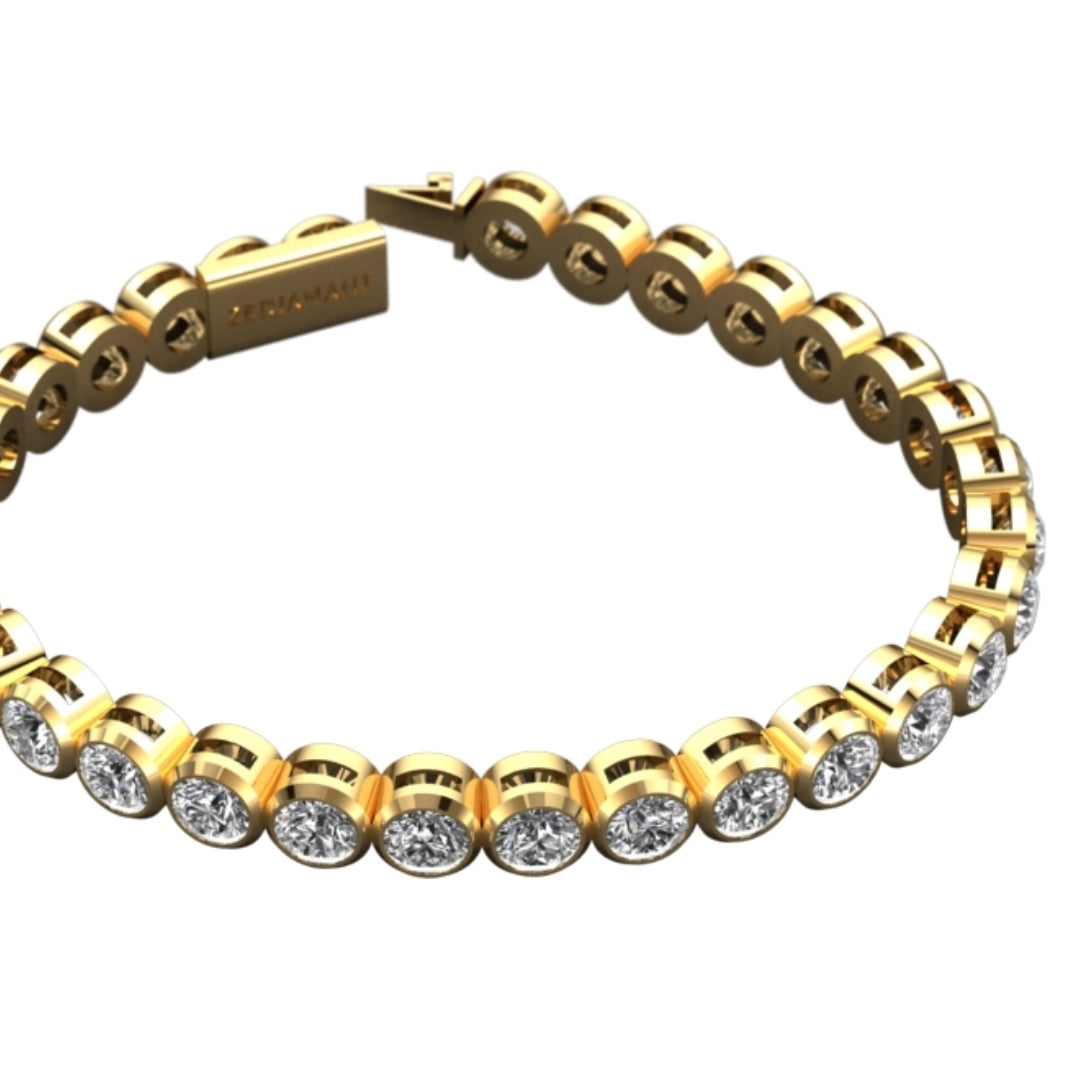 Bracelet Rivière 4,00 Carat serti clos Or Jaune