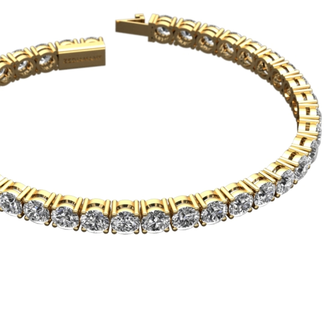 Bracelet Rivière diamants 4,00 Carat or jaune