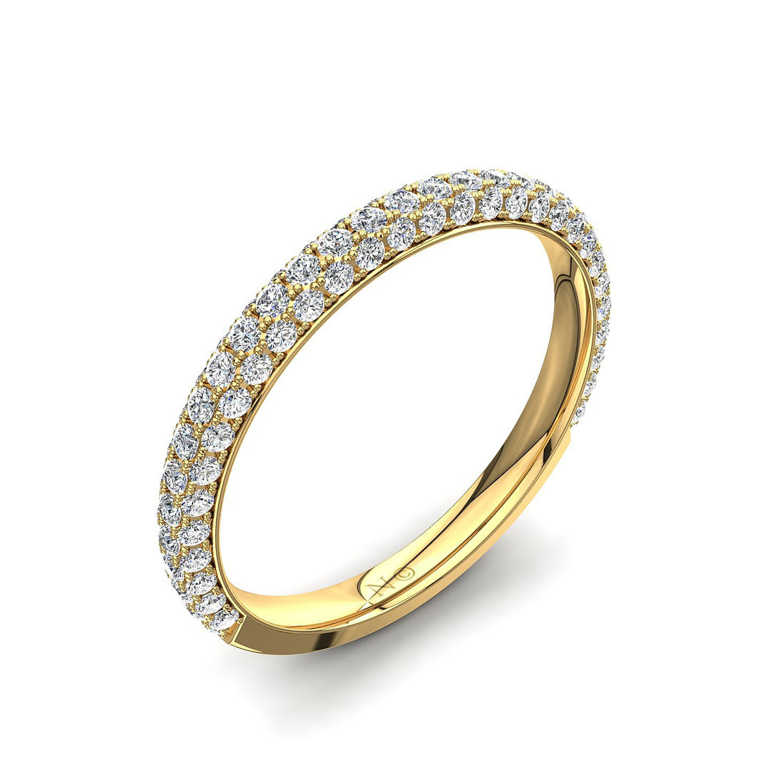 Demi-Alliance diamants pavée 0,60 carat or jaune Simona