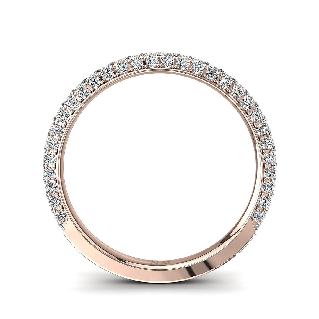 Demi-Alliance diamants pavée 0,60 carat or rose Simona