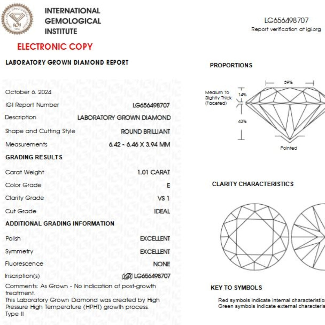 Diamant 1.02 Carat Rond E VS1 IGI