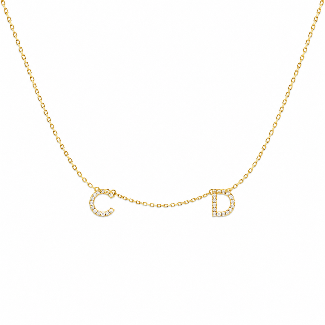 Pendentif Alphabet Précieux 2 LETTRES en diamants synthétique