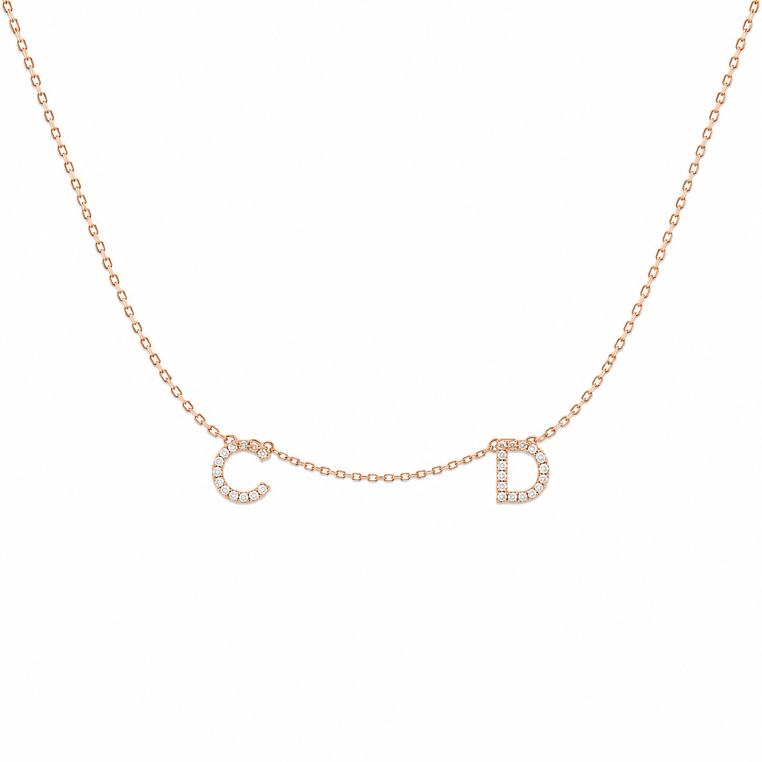 Pendentif Alphabet Précieux 2 LETTRES en diamants synthétique