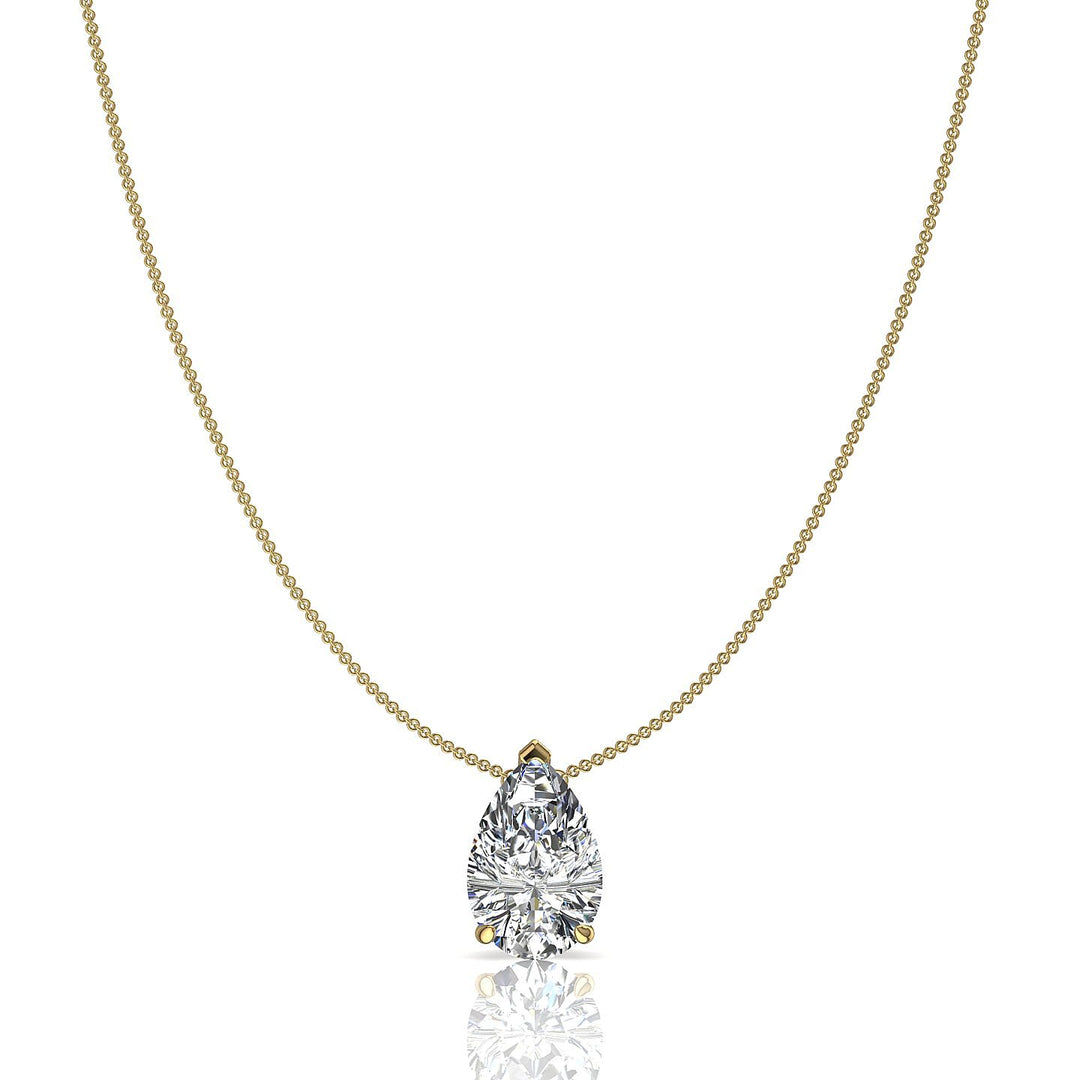 Pendentif Diamant Poire or jaune 1.00 Carat Ely