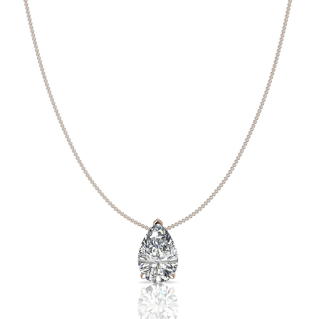 Pendentif Diamant Poire 1.00 Carat or rose Ely